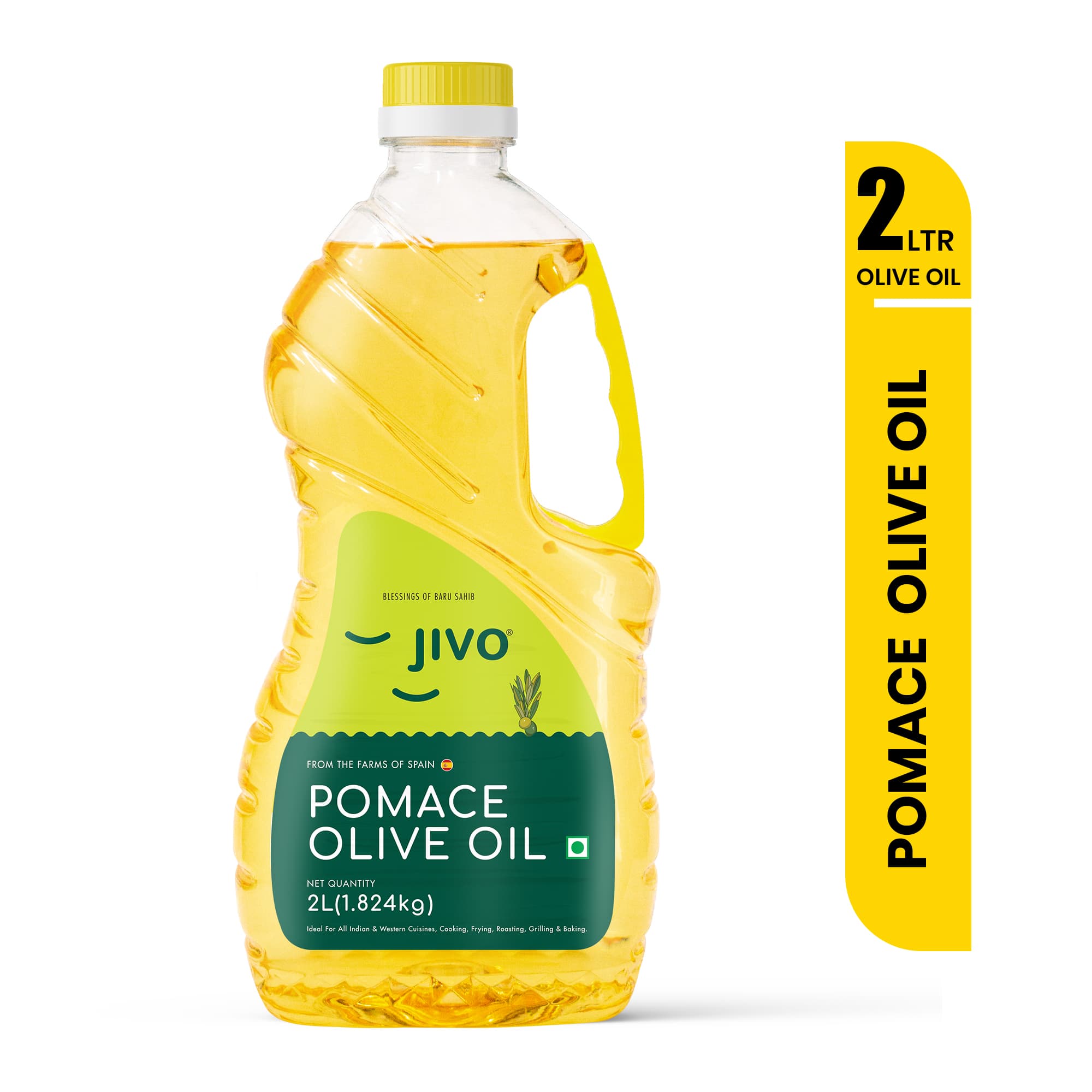 Jivo Daily Cooking Pomace Olive Oil | Rich in MUFA, Low in Saturated Fat - 2 Litre (Pet Bottle)