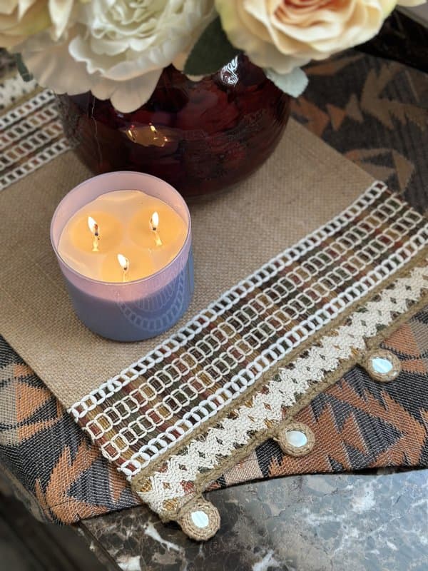 KRI India Raw Jute Multicoloured Reflect Table Placemats|Set of 2 | Jute beige | 12x17.5 inches  | Wash & Care | 100% Cotton | Handcrafted in India. 100% organic & natural.