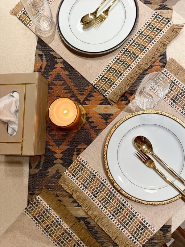 KRI India Raw Jute Multicoloured Table Placemats|Set of 2 | Jute beige | 12x17.5 inches  | Wash & Care | 100% Cotton | Handcrafted in India. 100% organic & natural.