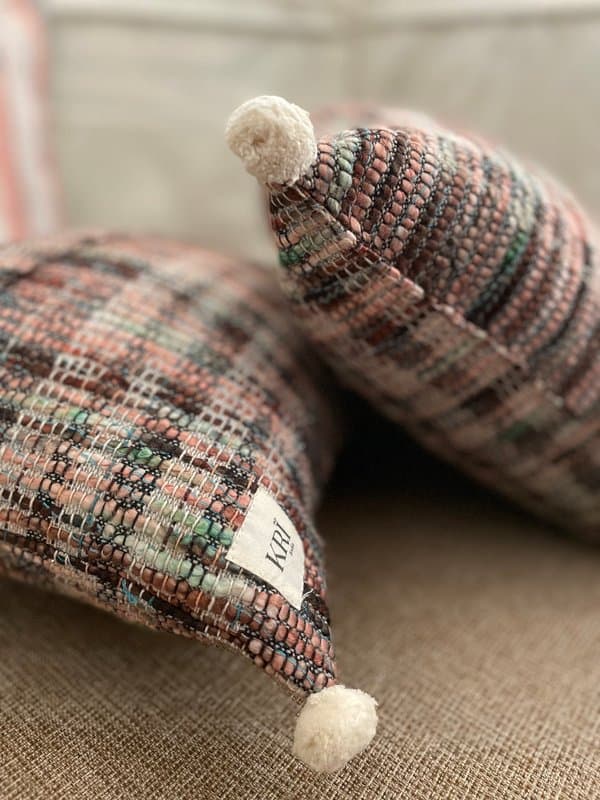 KRI India Distressed Multi Melange Cushion Covers|16x16 inches | Multicoloured | Wash & Care | 100% Cotton | Handcrafted in India. 100% organic & natural.