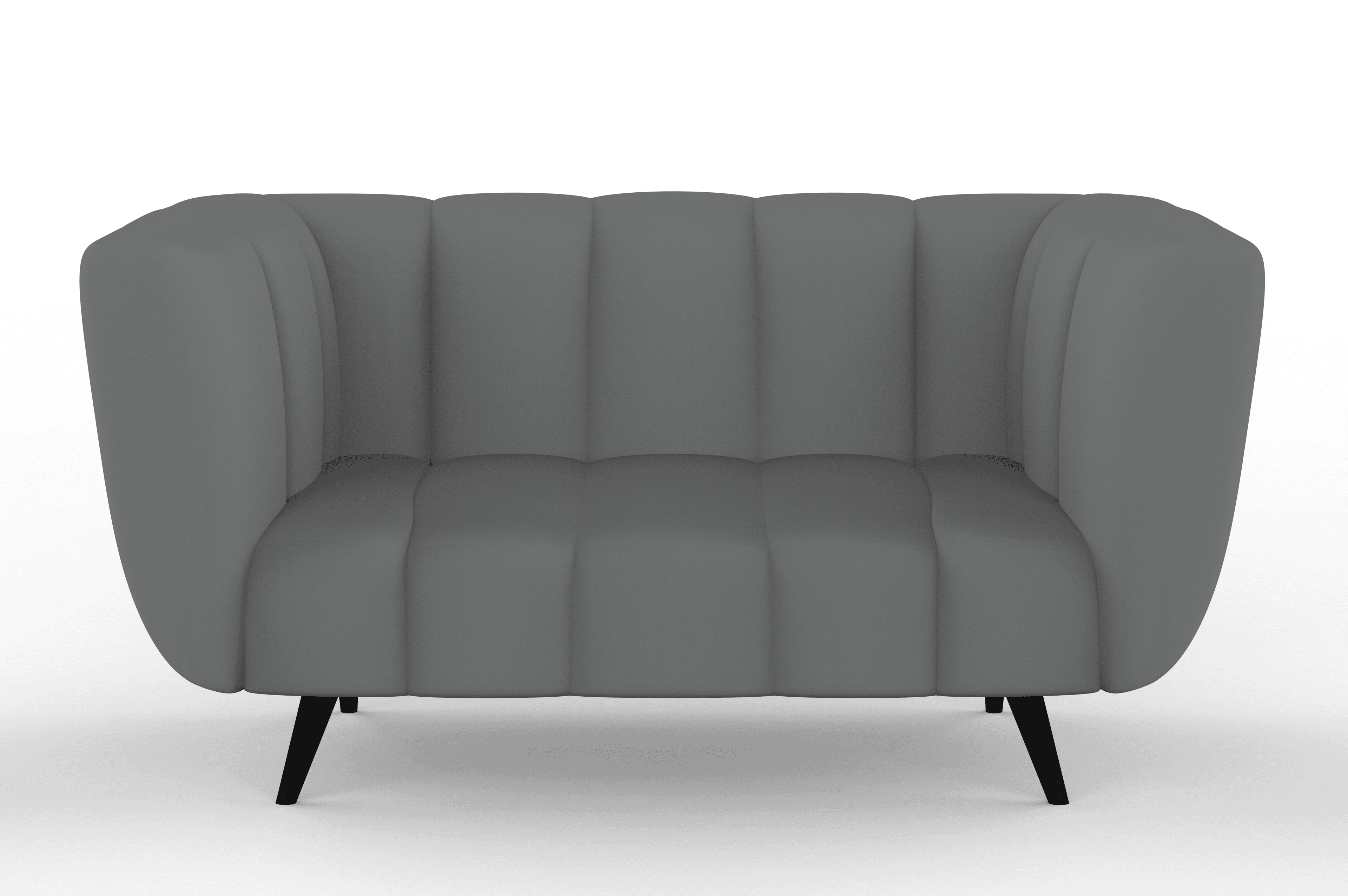 Wakeup India Mushy Premium Fabric Sofa Set | 2 Seater Sofa | Pocket Spring Cushion | Padded Cushioned Armrest | Polished Wooden Leg (Grey, Seating-2) | 1 Year Warranty