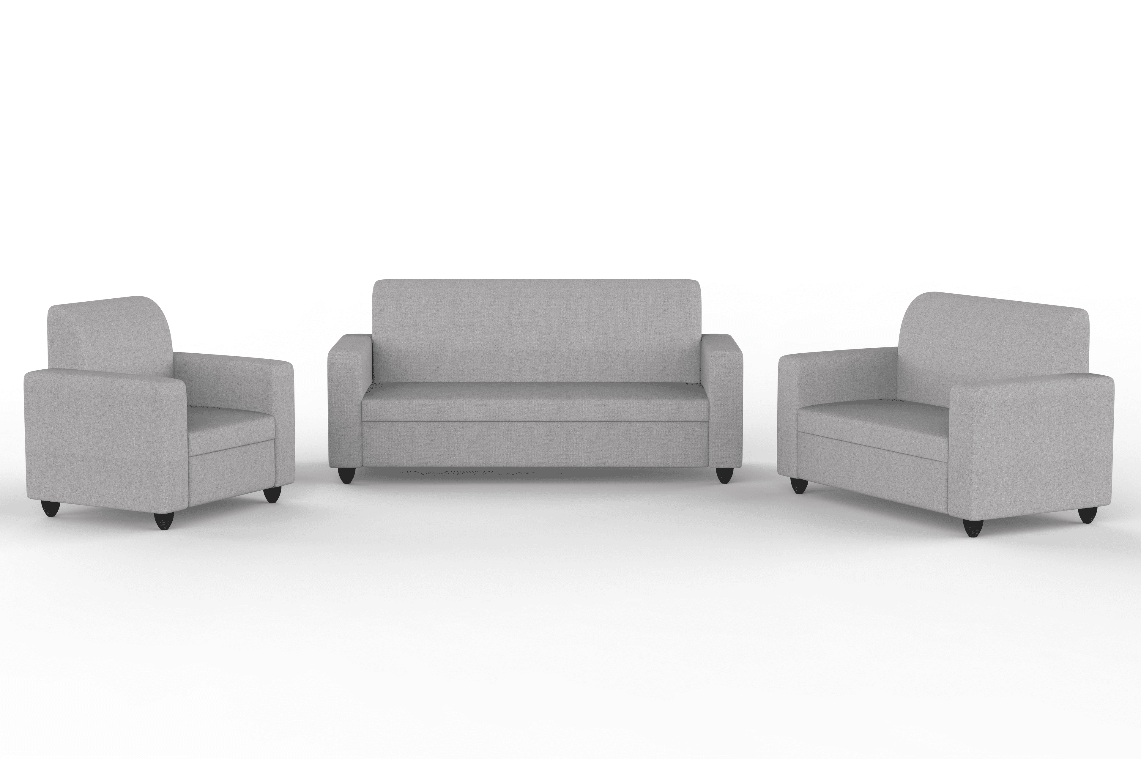 Wakeup India Sofa | Cuddlr Premium Fabric Sofa Set | 6 Seater Sofa | Pocket Spring Cushion | Padded Cushioned Armrest | Polished Plastic Leg (Grey, Seating-3+2+1) | 1 Year Warranty