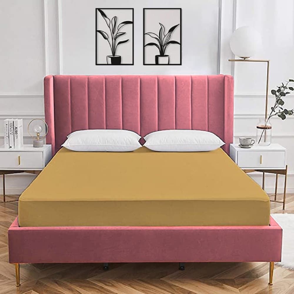 Wakeup India Water Proof Terry Cotton Mattress Protector - 78" x 66" Inch /198.12 x 167.64 cm Queen Bed Size Beige