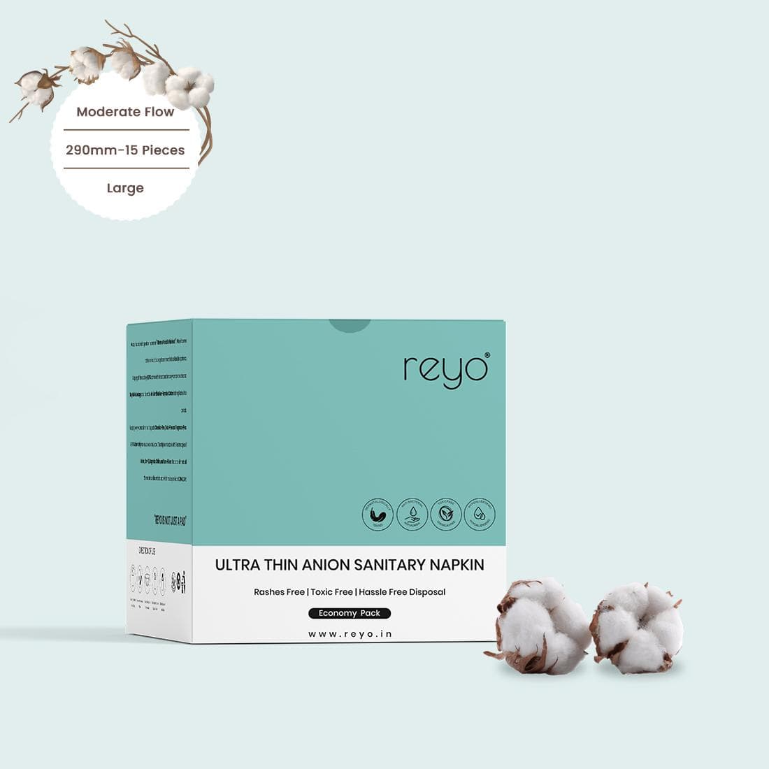 Reyo Anion Sanitary Pads - 15 Pieces|L