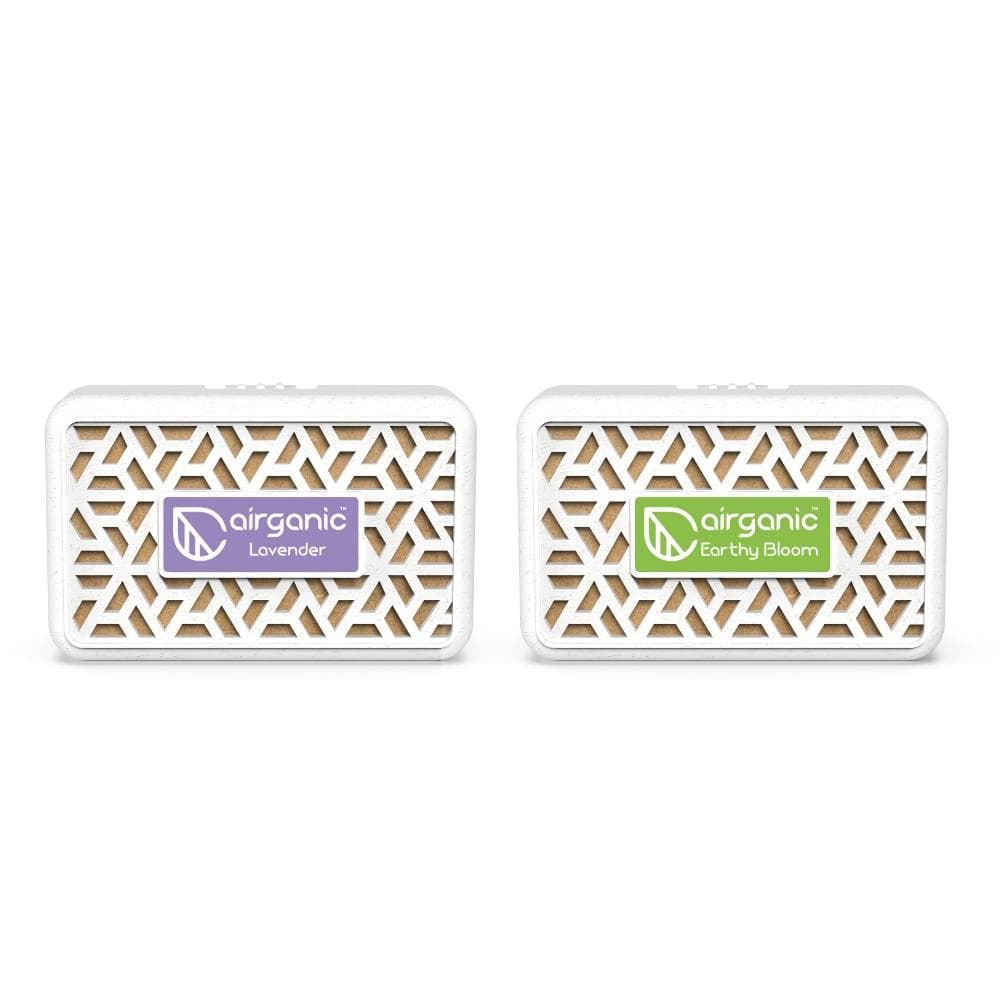 Airganic Aroma Car AC Vent Combo kit - Earthy Bloom & Lavender | Spill Proof | Car Air Freshener