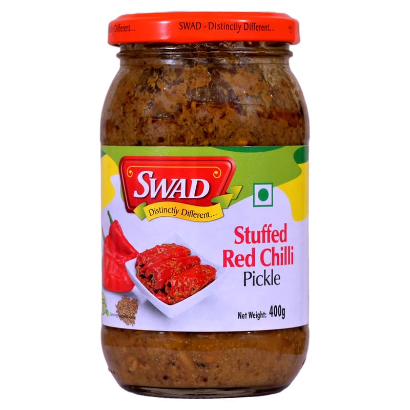 SWAD Stuffed Red Chilli Pickles and Pickles and Chutney 400 gm Each | Pack of 2