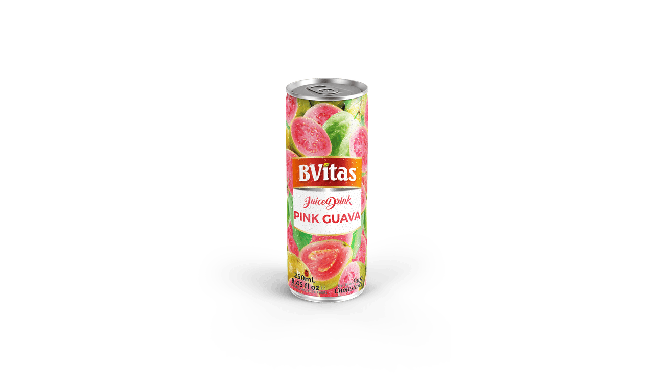 BVitas Pink Guava Juice Drink - 250 ml (Pack of 12)
