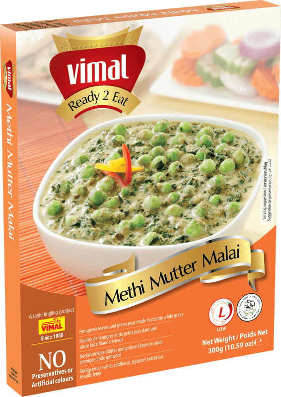 VIMAL Ready to Cook and EatMethi Mutter Malai Instant Mix Vegetarian with No Added Preservative and Colours - 300g Pack of 2