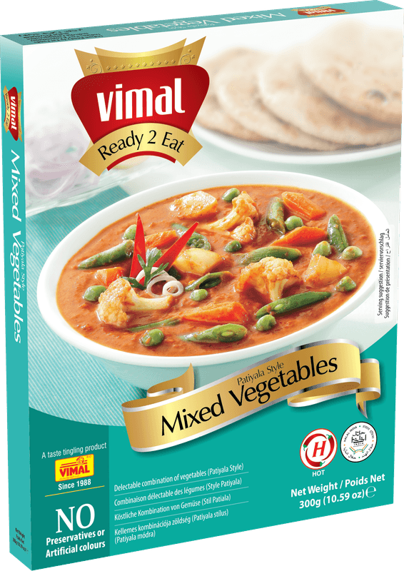 VIMAL Ready to Cook and EatPatiyala Style Mixed Vegetables Instant Mix Vegetarian with No Added Preservative and Colours - 300g Pack of 2