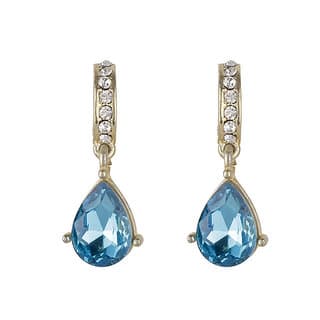 Aqua Stone Drop Crystal Hoop Earring for Girls Brass Material Earrings for Women's Fashion Jewellery for Party