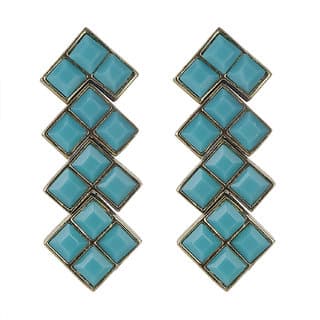 Sea Blue Aqua Cubic Dangler Earrings for Girls Brass Material Earrings for Women's Fashion Jewellery for Party