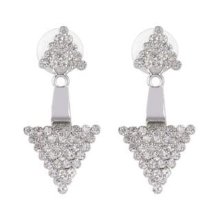 Diamond Studded Double Usable Silver Drop Earrings for Girls Brass Material for Women's Fashion Jewellery for Festival