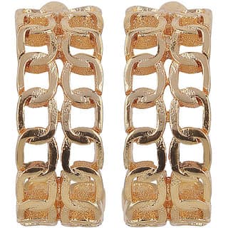 Chain Double Brass Material Loop Drop Hook Earrings for Women's Fashion Jewelry Earrings for Girls  Women's - Golden