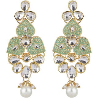 Triple Triangle Traditional Mint Green Copper Material Drop Hook Earrings for Women's