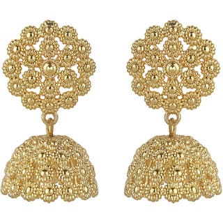 Flower Filigree Jhumki Earrings for Women's Color Golden Brass  Copper Material Earrings for Women's Fashion Jewelry