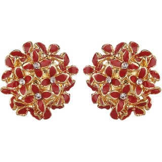 Enamel Daisy Flower Cluster Studds  clippons Earrings for Girls Alloy Brass  Copper Earrings for Women's