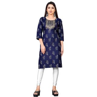 Sharda Creation Navy Blue Colour Printed Kurti