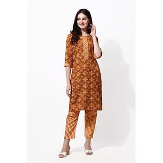 Sharda Creation Orange Printed kurta Set