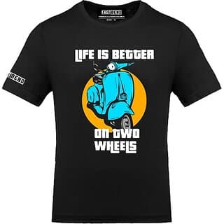 Fastbend Mens Black Printed Cotton Blend Round Neck T-Shirt