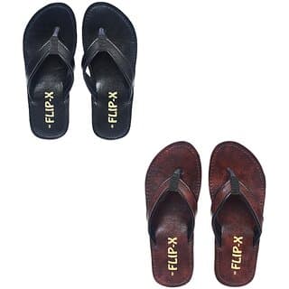 FLIP X Men's Slipper Combo of 2 - Stylish Synthetic Leather Comfort