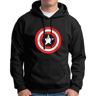HIT SQUARE Mens Black Printed Hooded Sweatshirt | Full Sleeve, Casual Wear