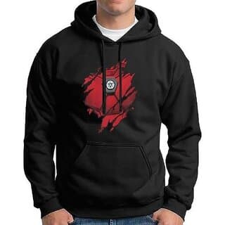 HIT SQUARE Men Black Printed Hooded Full Sleeve Sweatshirt