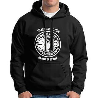 HIT SQUARE Men Black Printed Hooded Full Sleeve Sweatshirt