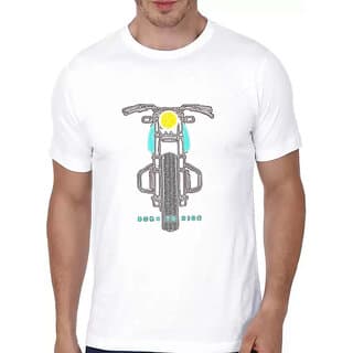 HIT SQUARE White Pure Cotton Round Neck Printed For Men