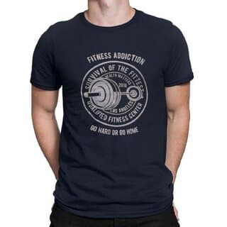 HIT SQUARE Navy Blue Pure Cotton Round Neck Printed For Men