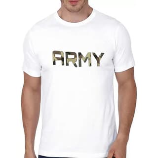 HIT SQUARE White Pure Cotton Round Neck Printed For Men