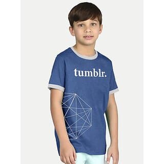 Radprix Boys Typography, Printed Pure Cotton T Shirt (Blue, Pack Of 1)