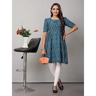 OMSAIFAB Casual Printed Women Light Blue Top