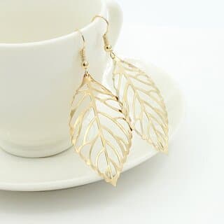 Leaf Shaped Gold Plated Earring