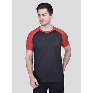 PrintCultr Colorblock Men Round Neck Cotton Blend Black T-Shirt