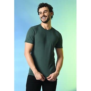 PrintCultr Solid Men Round Neck Polyester Dark Green T-Shirt