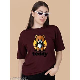 Wexam Style Women Maroon Printed Round Neck Short Sleeve Top