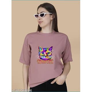 Wexam Style Women Pink Printed Round Neck Short Sleeve Top