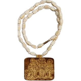 Bageshwar Dham Tulsi Mala Hanuman Ji Wood Locket 100% Original Beads Wood Chain Wood Necklace