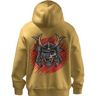 BULL CLOTHING Mens Samurai Helmet Graphic Hoodie - 60 Cotton 40 Poly 280 GSM Fleece Pullover Sweatshirt