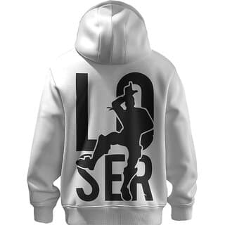 BULL CLOTHING Modern White Hoodie for Men LOSER Graphic Hoodie Print Ideal for Casual Looks