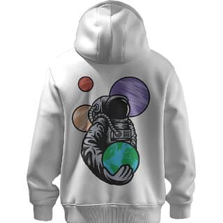 Bull Clothing Stylish Astronaut Printed White Hoodie for Men