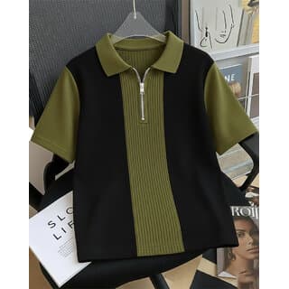 Ausk Mens Coffee, Black Checkered Cotton Blend Polo T-Shirt