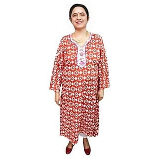 Prabha Apparels Women Printed Rayon A-line Kurti (Brown)