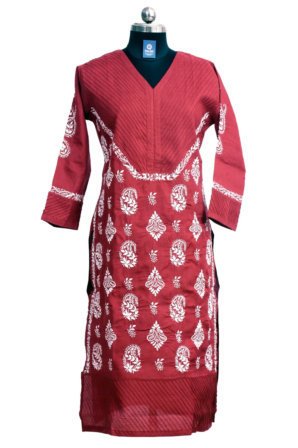 Handloom Chikankari Kurti | Maroon