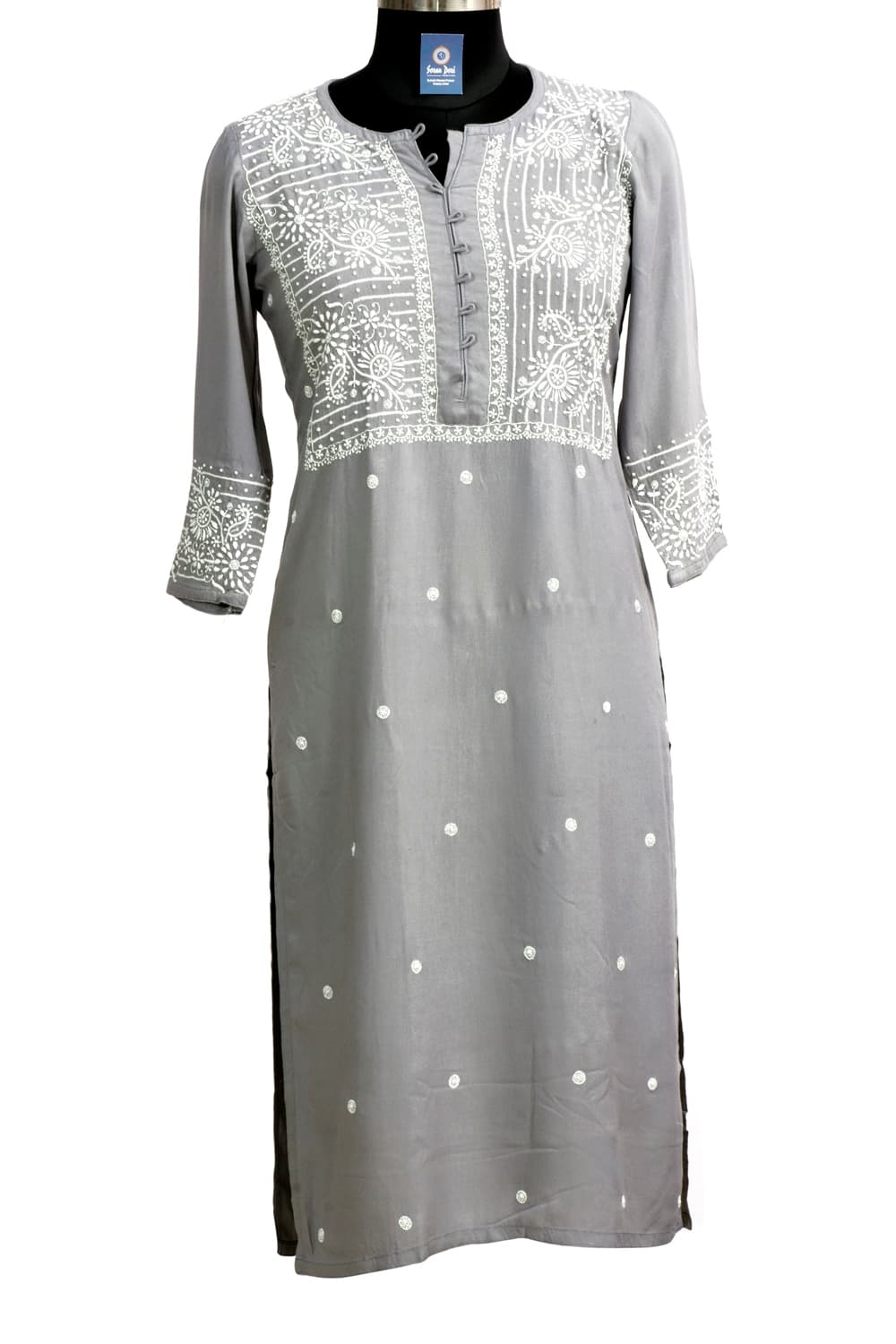 Rayon Kurti | Grey | Pattern Stripes