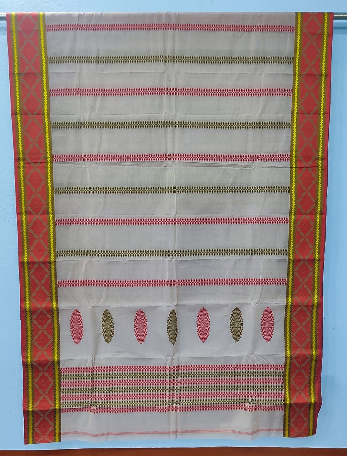 Bengal Pure Cotton Tangail Saree | Cream colour