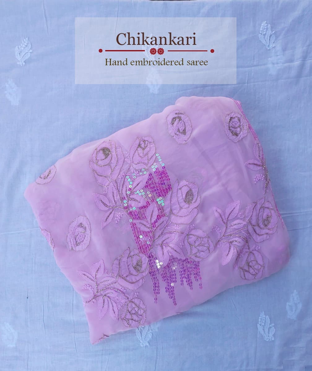 Georgette Saree Pink