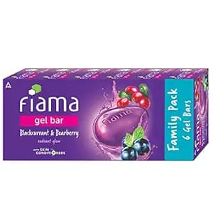 Fiama Blackcurrant & Bearberry Gel Bar - Radiant Glow, With Skin Conditioners, 125 g (Pack of 6)