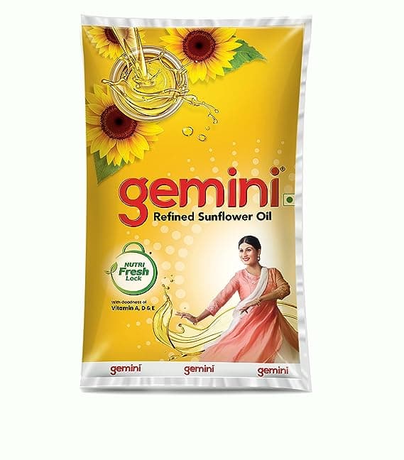 Gemini Refined Sunflower Oil Pouch, 1 Ltr