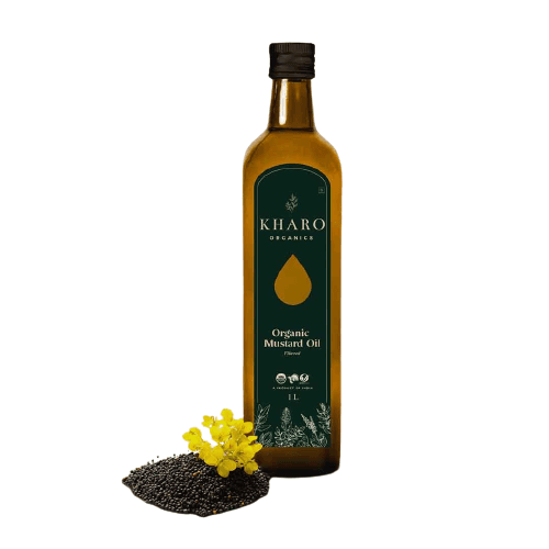 Kharo Organics Coldpressed Mustard Oil 1 Ltr Pack Of 4